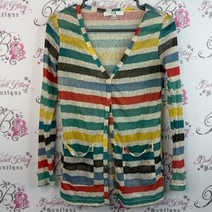 Forever 21 cardigan button up rainbow Striped Multicolor Women's Sweater